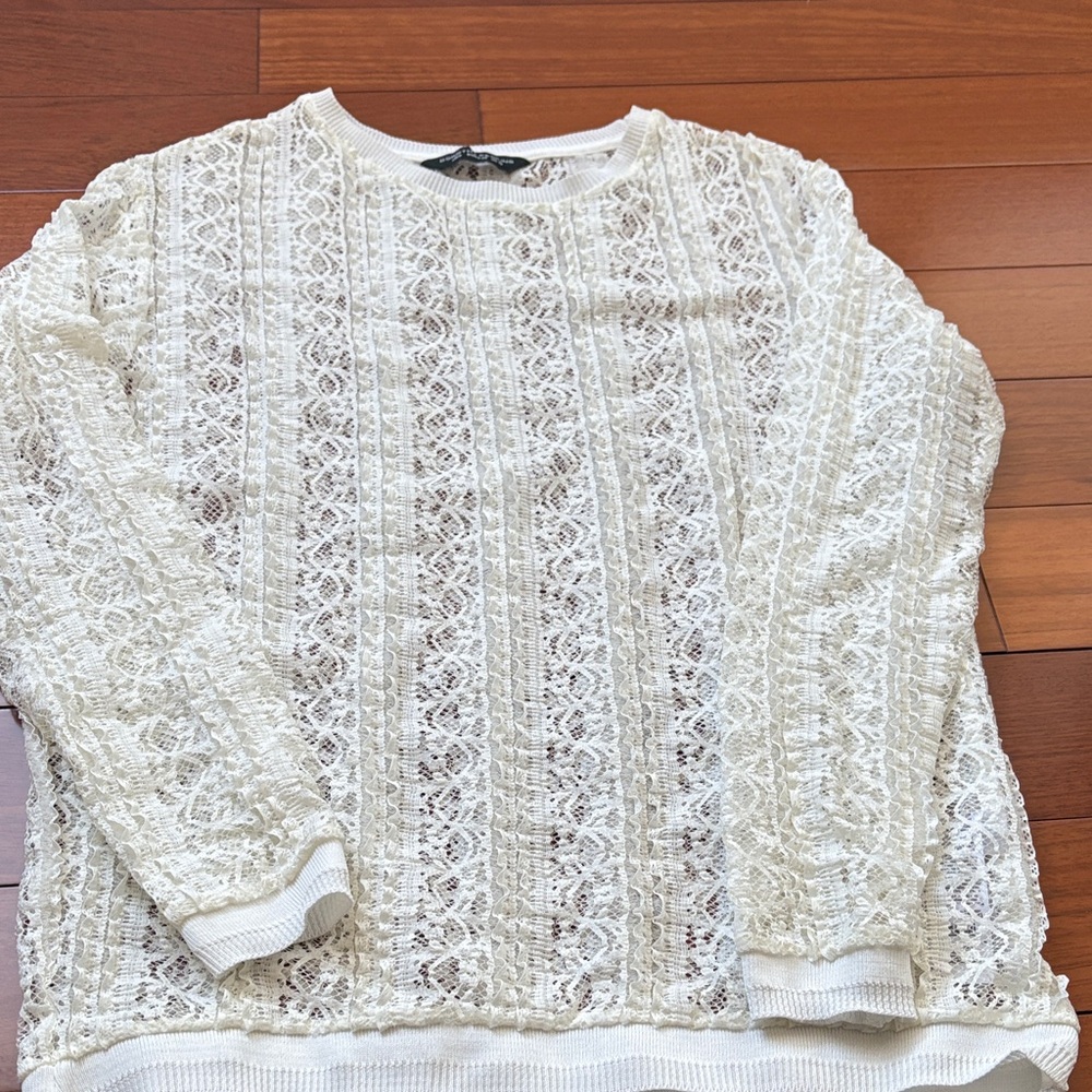 Dorothy Perkins White Lace Textured Sweatshirt
